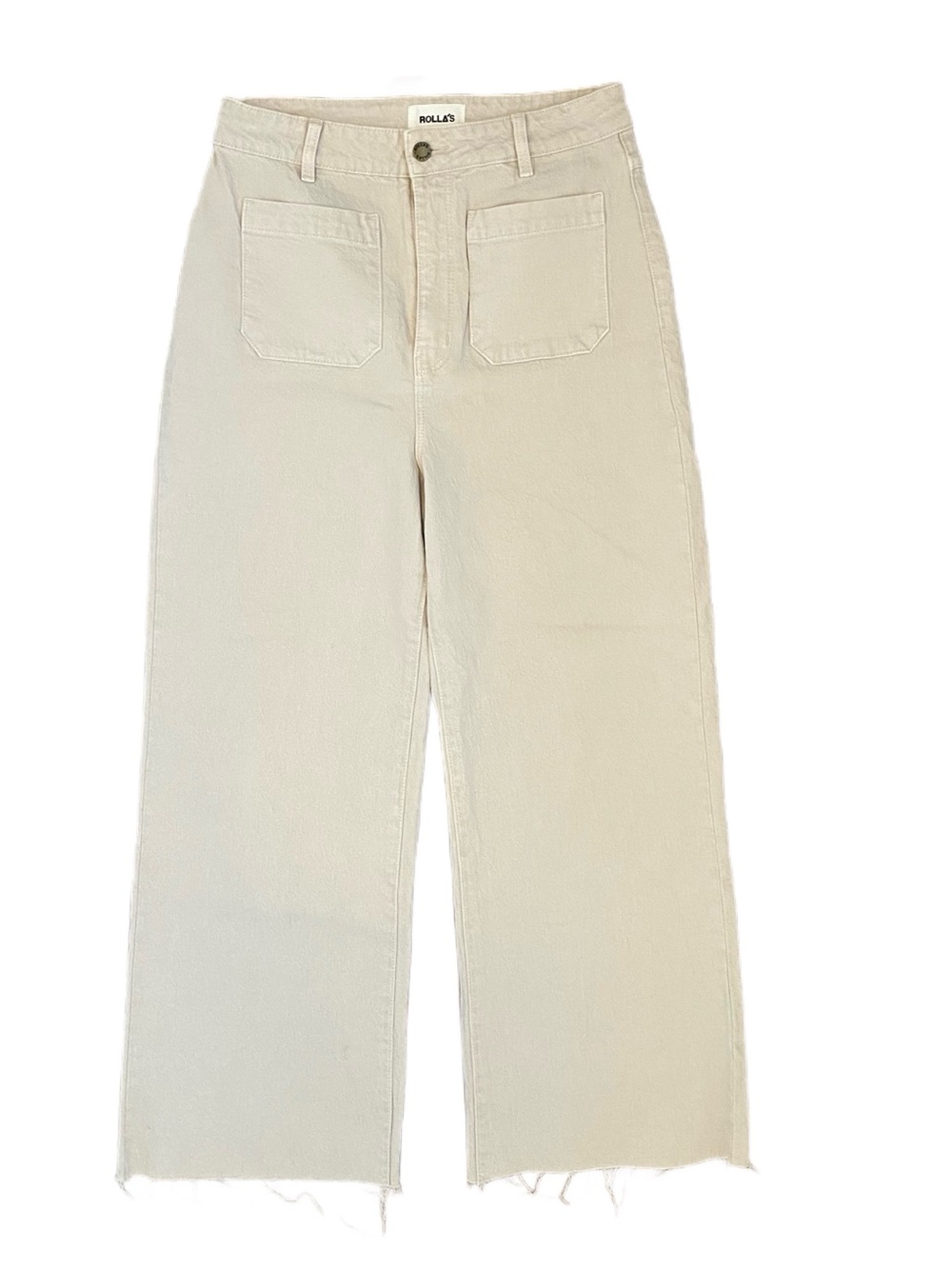 ROLLA'S Off White Wide Leg Raw Hem  Sailor Jeans 26” Inseam, Size 30